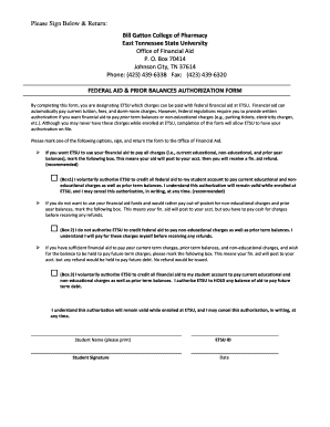 Federal Aid & Prior Balances Authorization Form