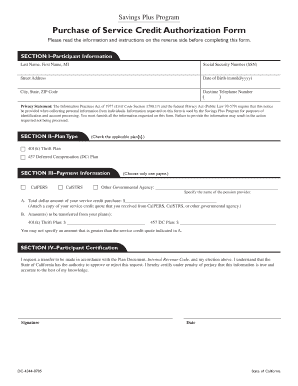 California Savings Plus Service Credit Purchase Form