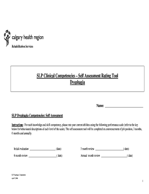 SLP Dysphagia Competencies Self Assessment Form