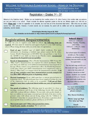 St. Johns County Student Registration Form