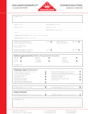 Claim Report Service Order