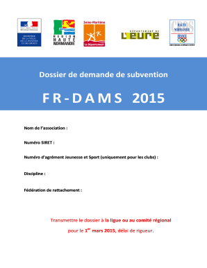 Dossier de demande de subvention FR-DAMS 2015