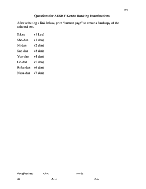 AUSKF Kendo Ranking Examination Form