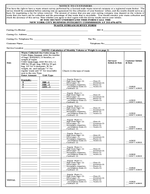 New York City Waste Stream Survey Form
