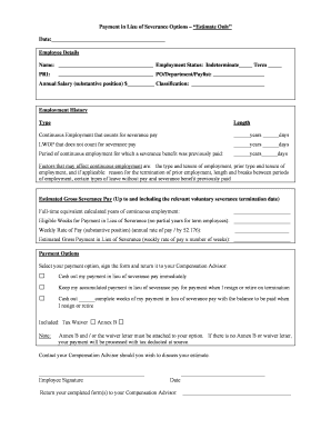 Payment in Lieu of Severance Options