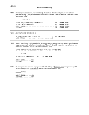 Employment History Survey Form