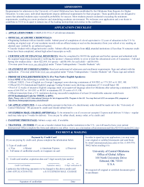 University of Central Oklahoma Admission Application