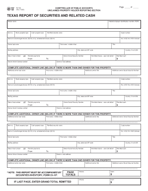 Texas Unclaimed Property Holder Reporting Form
