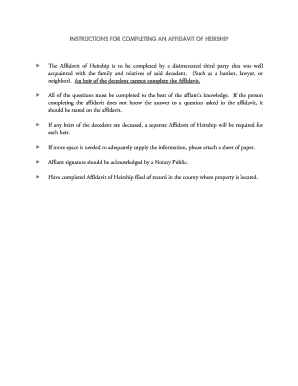 Affidavit of Heirship Instructions and Form