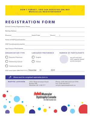 HOP for Muscular Dystrophy Registration Form