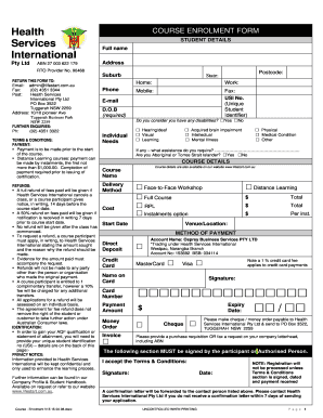 Health Course Enrolment Form