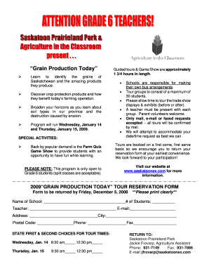 Grain Production Today Tour Reservation Form