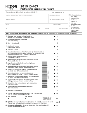 North Carolina Partnership Income Tax Return D-403