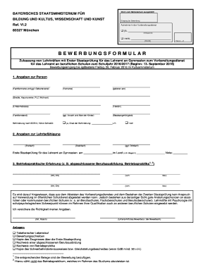 Bayerische Bewerbungsformular für den Vorbereitungsdienst