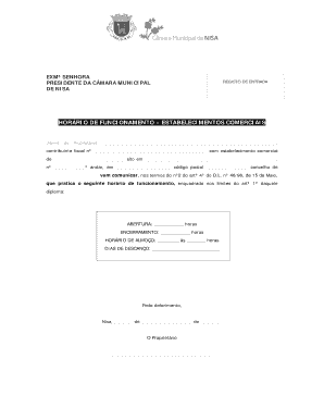 Comunicação de Horário de Funcionamento de Estabelecimento Comercial