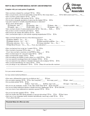 Male Partner Medical History Form