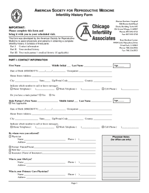 Infertility History Form