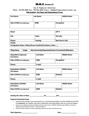 US Tax Payer Information Form