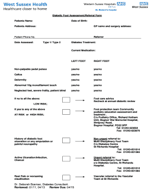 Diabetic Foot Assessment Referral Form