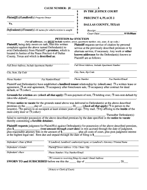 Texas Eviction Petition Form