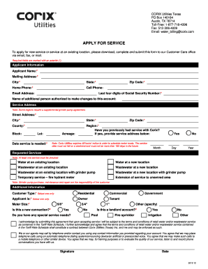 Corix Utilities Texas Service Application