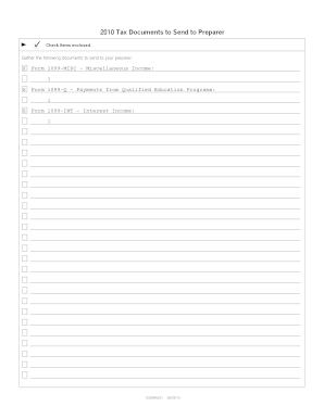 2010 Tax Organizer Form