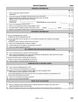 2012 US Federal Tax Organizer Form