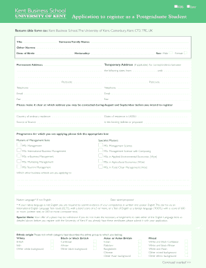 Postgraduate Student Application Form