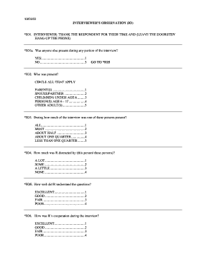 Interviewer's Observation Form