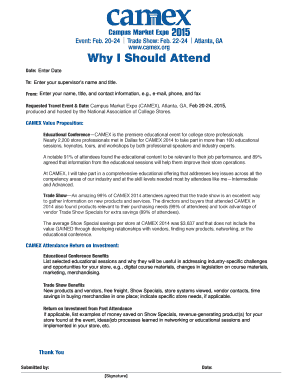 Campus Market Expo Attendance Request