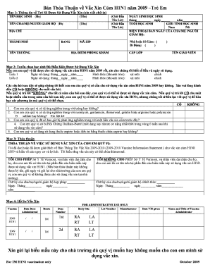 Vermont 2009 H1N1 Vaccine Consent Form for Children