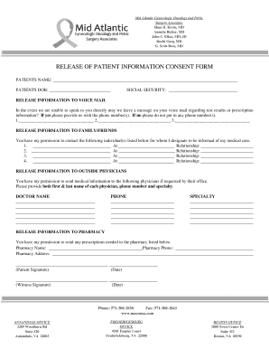 Release of Patient Information Consent Form