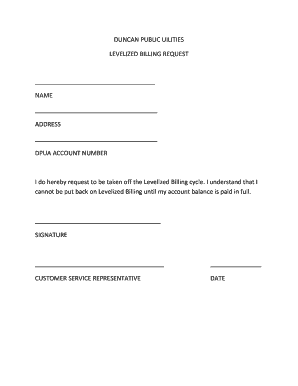 Levelized Billing Request Form