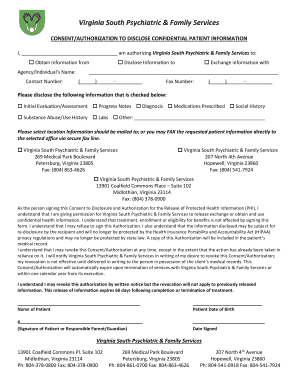 Virginia South Psychiatric Consent Form