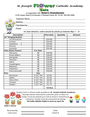 Anton's Greenhouses Order Form