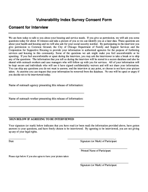 Vulnerability Index Survey Consent Form