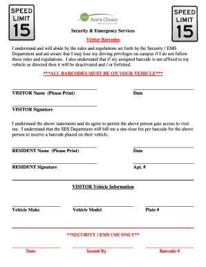 Visitor Barcode Agreement