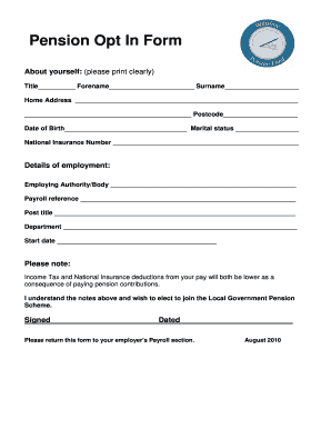 Pension Opt In Form