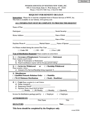 Pension Benefit or Loan Request Form