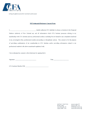 CFA Institute Testimonial Disclosure Consent Form