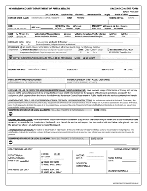 Henderson County Vaccine Consent Form