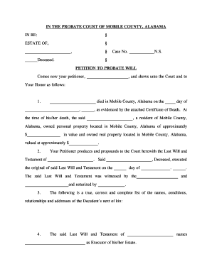 Petition to Probate Will
