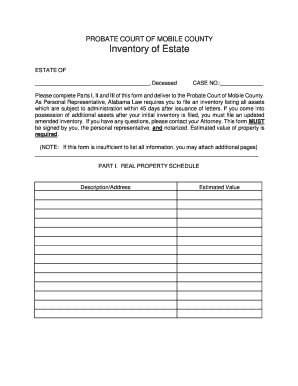 Alabama Probate Court Estate Inventory Form