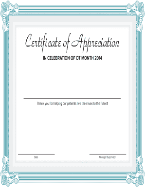 Certificate of Appreciation