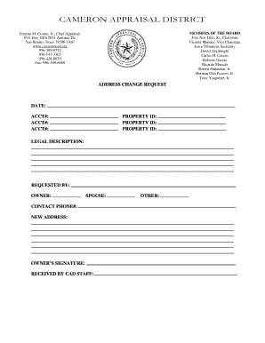Cameron Appraisal District Address Change Request