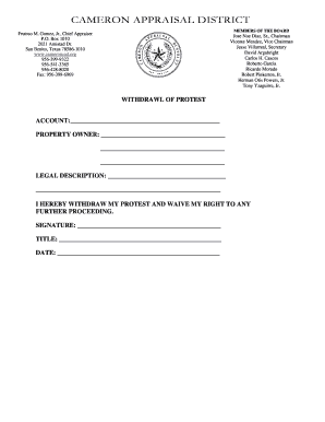 Texas Property Tax Protest Withdrawal Form