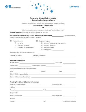 Substance Abuse Clinical Service Authorization Request Form