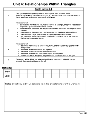 Unit 4: Relationships Within Triangles Study Guide