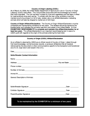 Country of Origin Affidavit Declaration