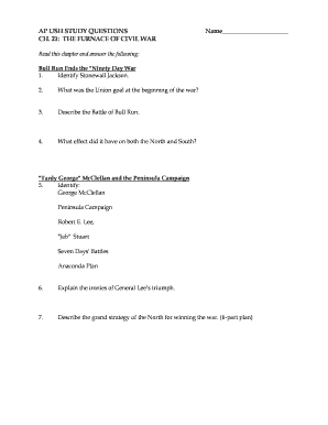 AP US History Civil War Study Questions